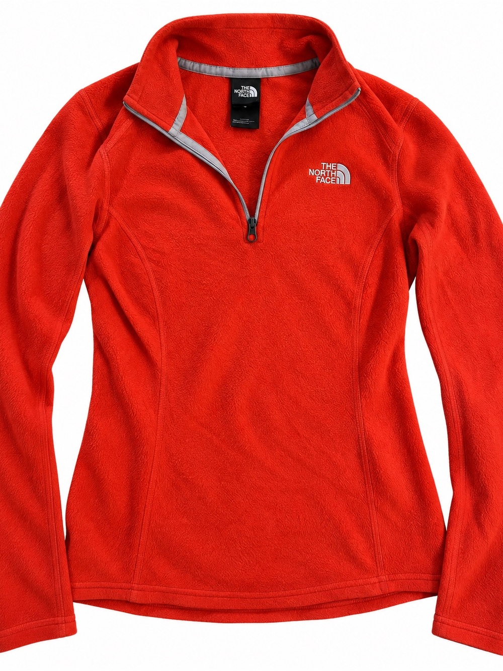 The North Face Women's Red Fleece Half-Zip with Light Gray Trim